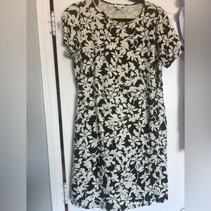 J. Jill Black and White floral Midi dress